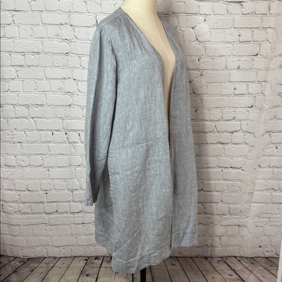 Eileen Fisher 100% Organic Cotton Loose Lightweight Blazer Duster Size L Large - Picture 4 of 13